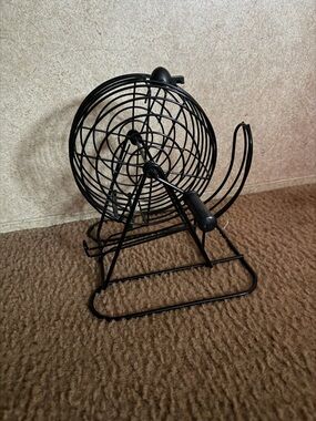 Black Metal Bingo Cage with Number Holder